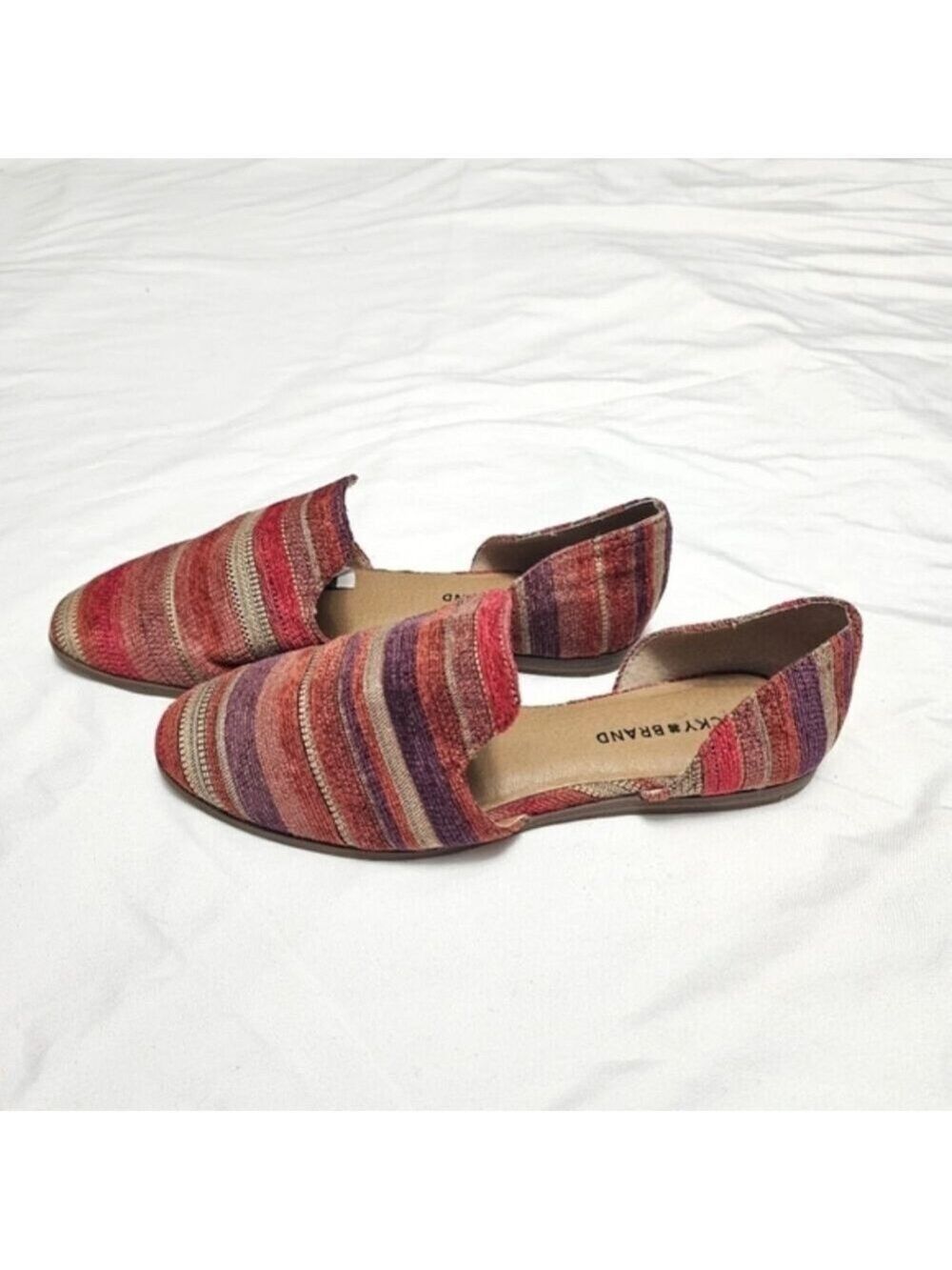 Lucky Brand Woven D'Orsay Flats Striped Boho Southwestern Size 9.5